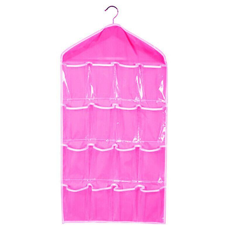 16 Pockets Hanging Wardrobe Storage Organizer Bag for Socks and Underwear - Green
