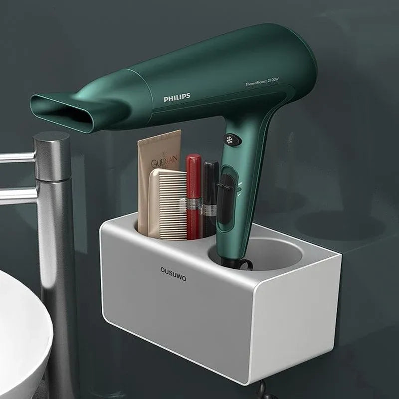 Hair Dryer Holder Storage Rack Curling Shelf Cup Bathroom Organizer Adhesive Au