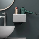 Hair Dryer Holder Storage Rack Curling Shelf Cup Bathroom Organizer Adhesive Au - Extra Image