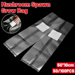 50 Pcs PP Mushroom Grow Bag Substrate High temp Pre Sealable Bags 10x50cm