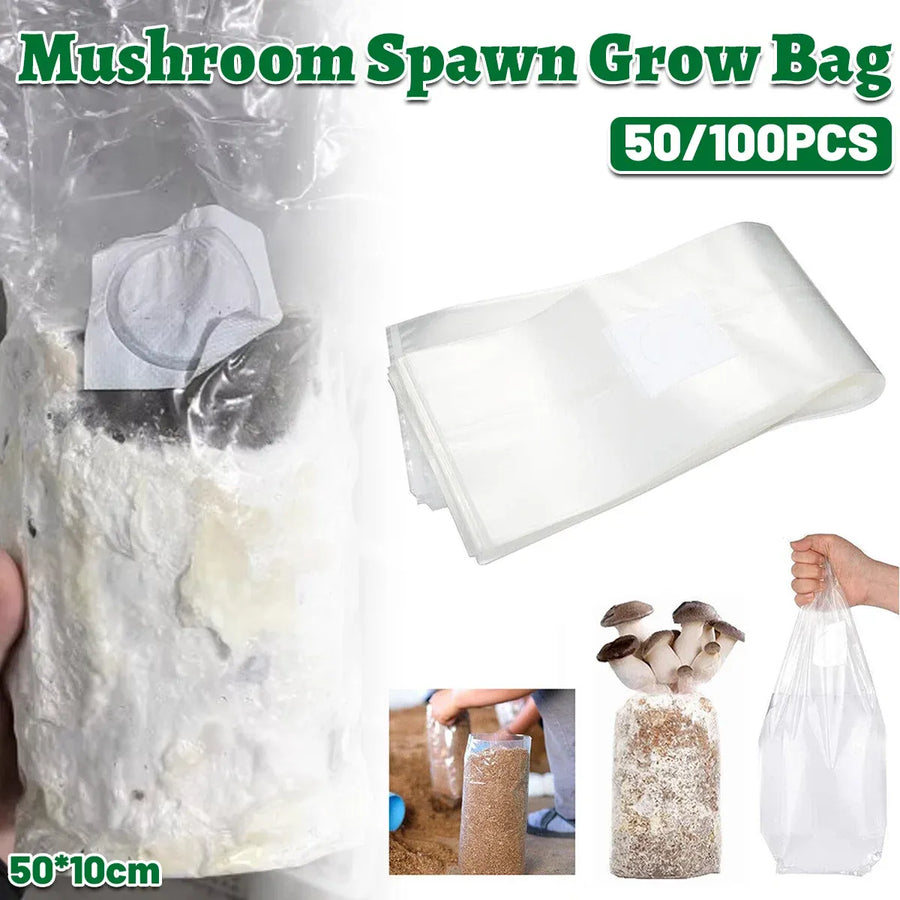 50 Pcs PP Mushroom Grow Bag Substrate High temp Pre Sealable Bags 10x50cm