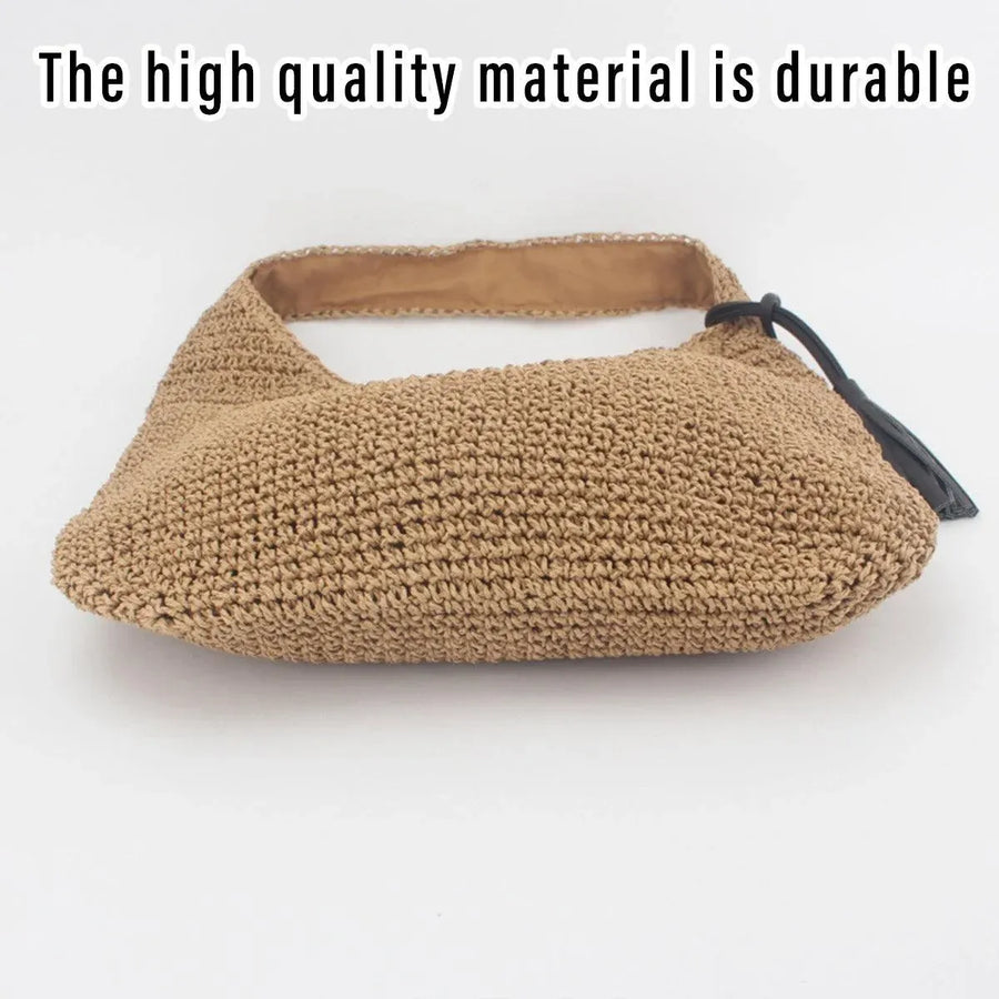 Large Capacity Fashion Woven Straw Shoulder Bag Simple Design for Everyday Use