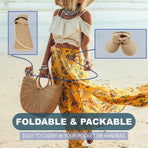 Women Roll Up Sun Visor Wide Brim Straw Hat Summer Foldable UV Protection Cap - Khaki