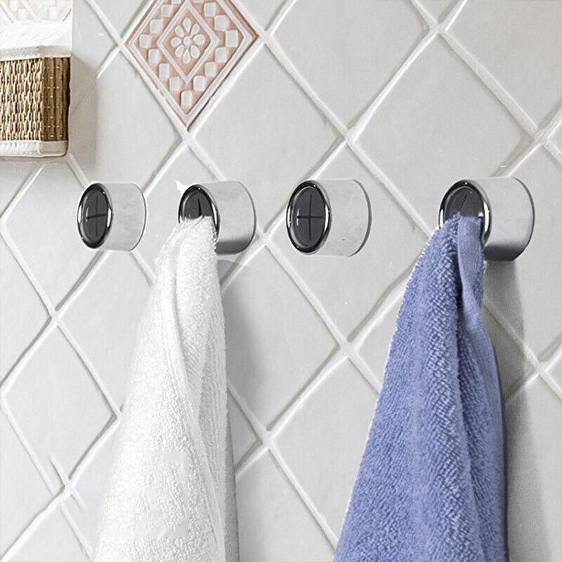 3pcs Tea Towel Holder Grip Hook Cloth Kitchen Chrome Push In Clip Self Adhesive