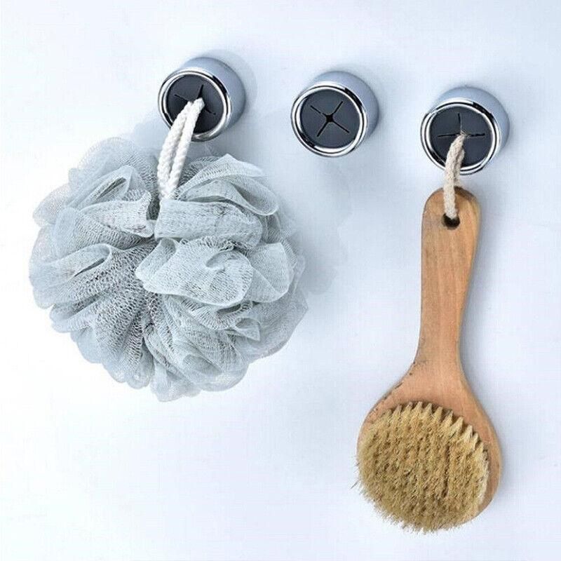 3pcs Tea Towel Holder Grip Hook Cloth Kitchen Chrome Push In Clip Self Adhesive