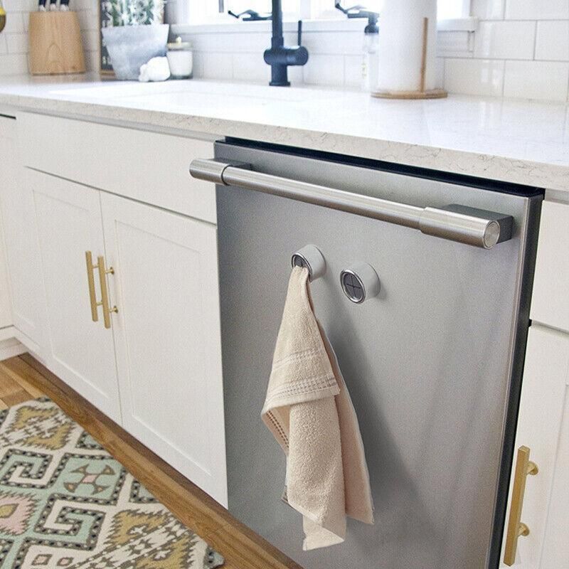 3pcs Tea Towel Holder Grip Hook Cloth Kitchen Chrome Push In Clip Self Adhesive