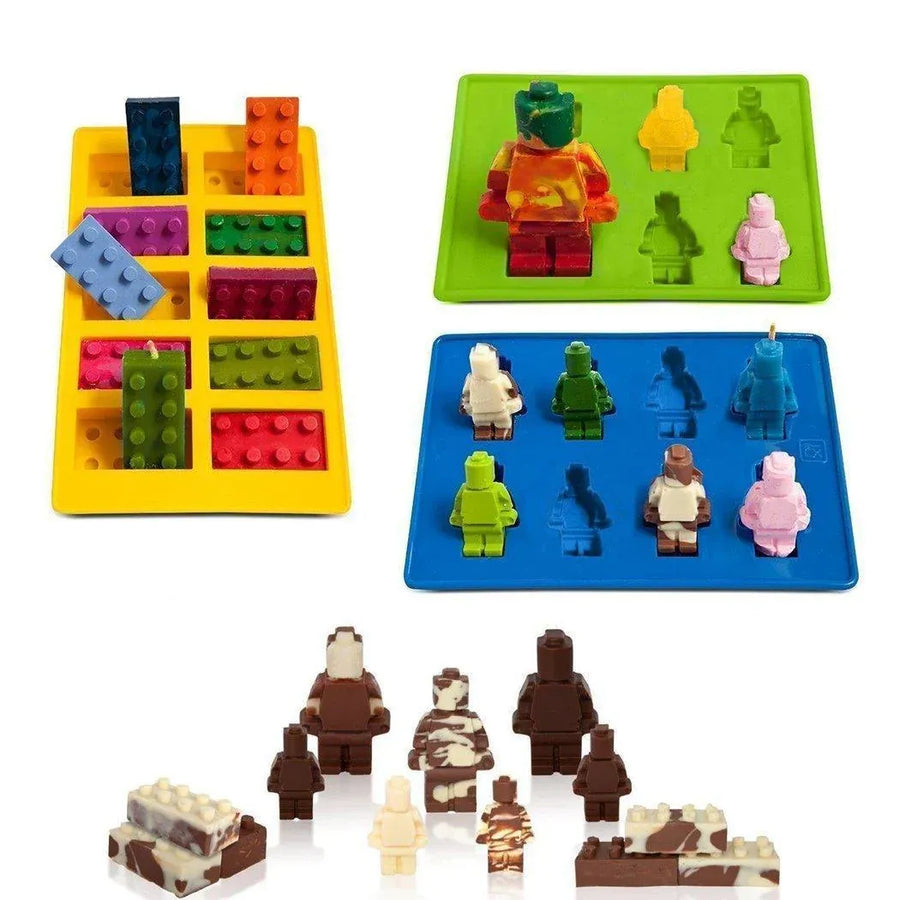 Brick Figure Man Silicone Mold Chocolate Block Cake Mould Ice Cube Tray - Large Rectangular(Random colour)