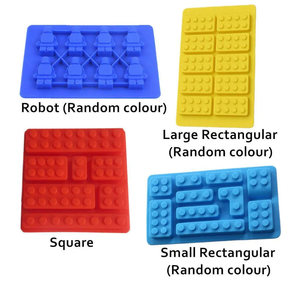 Brick Figure Man Silicone Mold Chocolate Block Cake Mould Ice Cube Tray - Large Rectangular(Random colour)