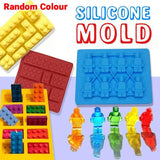 Brick Figure Man Silicone Mold Chocolate Block Cake Mould Ice Cube Tray - Red-Square - Front View