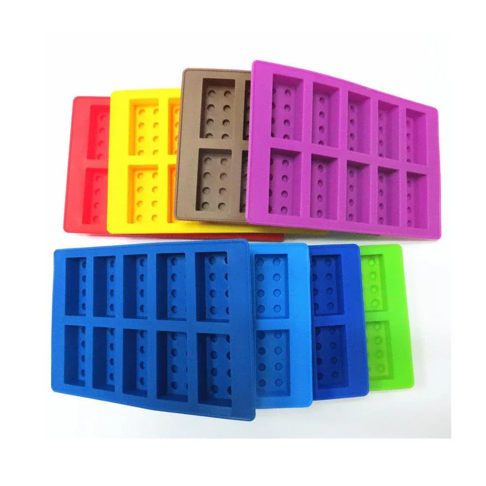 Brick Figure Man Silicone Mold Chocolate Block Cake Mould Ice Cube Tray - Red-Square