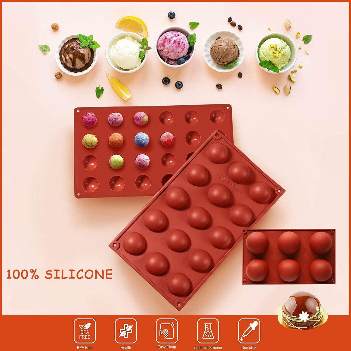 Soap Mold Cake Mould Kitchen Accessories Kitchenware Silicone Gel Baking Tools - 6 semicircle
