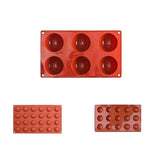 Soap Mold Cake Mould Kitchen Accessories Kitchenware Silicone Gel Baking Tools - 6 semicircle - Front View