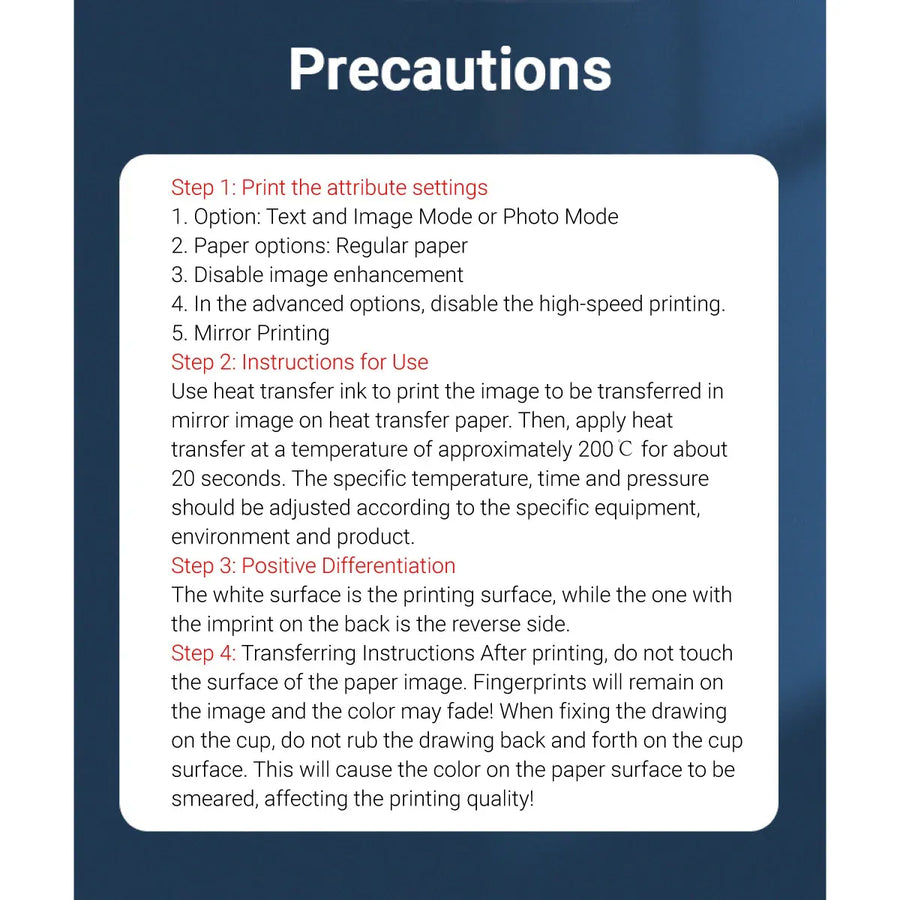 100 Sheets A4 Sublimation Heat Transfer Paper Quick Dry
