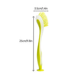 Multi Functional Long Handle Cleaning Brush Vertical Suction Kitchen Brush - Yellow - Top-Down View