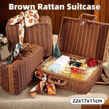 Rattan Organizer Woven Suitcase Storage Boxes for Home Office Organization