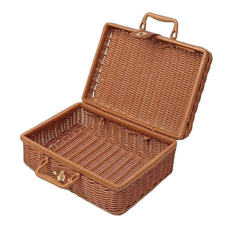 Rattan Organizer Woven Suitcase Storage Boxes for Home Office Organization