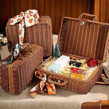 Rattan Organizer Woven Suitcase Storage Boxes for Home Office Organization - Top-Down View
