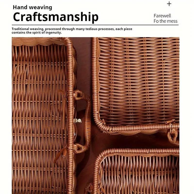 Rattan Organizer Woven Suitcase Storage Boxes for Home Office Organization