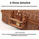 Rattan Organizer Woven Suitcase Storage Boxes for Home Office Organization - Low Angle