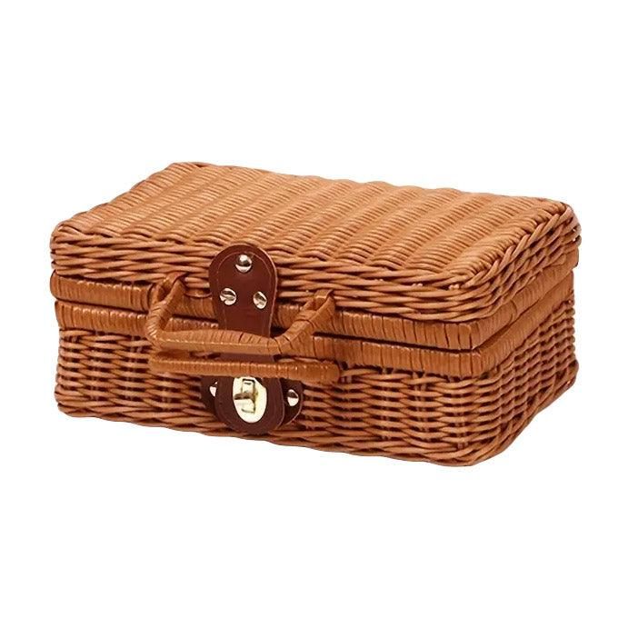 Rattan Organizer Woven Suitcase Storage Boxes for Home Office Organization