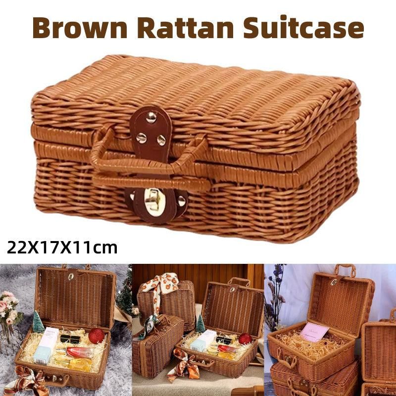 Rattan Organizer Woven Suitcase Storage Boxes for Home Office Organization