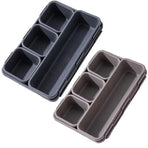 8Pcs/Set Drawer Desk Draw Cutlery Storage Tray Office/Home Kitchen Organizer Box - Dark Grey
