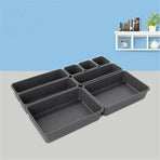 8Pcs/Set Drawer Desk Draw Cutlery Storage Tray Office/Home Kitchen Organizer Box - Light Grey