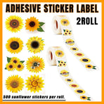 2 Rolls Sunflower Stickers Handmade Flower Decoration Labels for Craft Projects