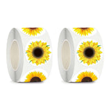 2 Rolls Sunflower Stickers Handmade Flower Decoration Labels for Craft Projects - Front View
