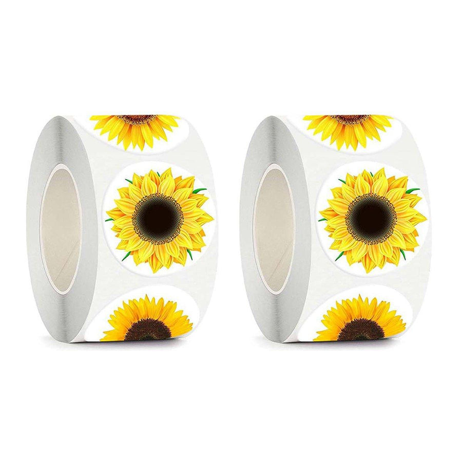 2 Rolls Sunflower Stickers Handmade Flower Decoration Labels for Craft Projects