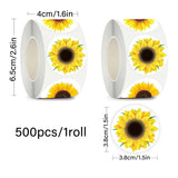 2 Rolls Sunflower Stickers Handmade Flower Decoration Labels for Craft Projects - Side View