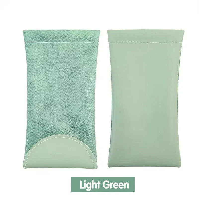 Mouth Snapped Sunglasses Eyeglass Glasses Case Soft Pouch Bag Pocket Spectacle - Green