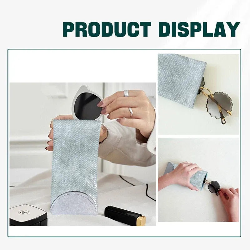 Mouth Snapped Sunglasses Eyeglass Glasses Case Soft Pouch Bag Pocket Spectacle - Green