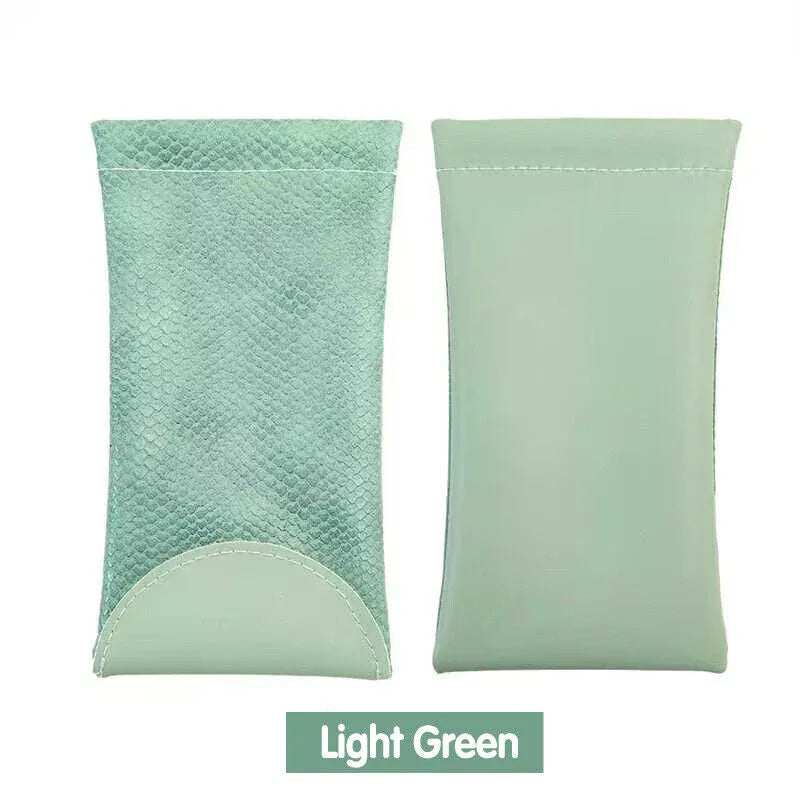 Mouth Snapped Sunglasses Eyeglass Glasses Case Soft Pouch Bag Pocket Spectacle - Light Green