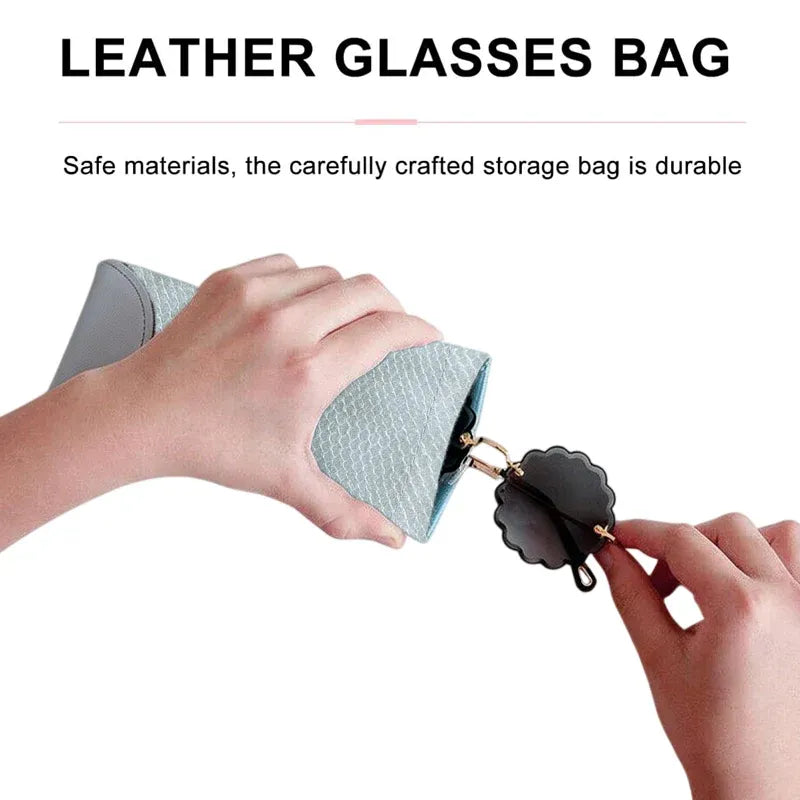 Mouth Snapped Sunglasses Eyeglass Glasses Case Soft Pouch Bag Pocket Spectacle - Pink