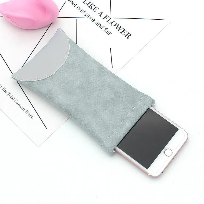 Mouth Snapped Sunglasses Eyeglass Glasses Case Soft Pouch Bag Pocket Spectacle - Pink