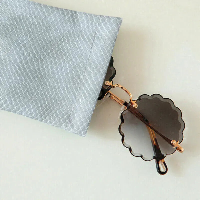 Mouth Snapped Sunglasses Eyeglass Glasses Case Soft Pouch Bag Pocket Spectacle - Pink