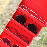 Leather Multiple Glasses Storage Case 5 Slots Sunglasses Organizer Bag - Low Angle