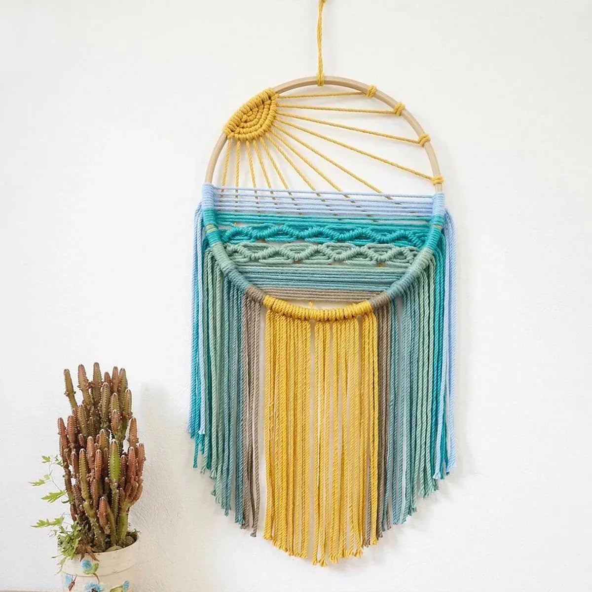 Sunrise Hand Woven Tapestry Decoration Warm Tones Wall Hanging for Living Room