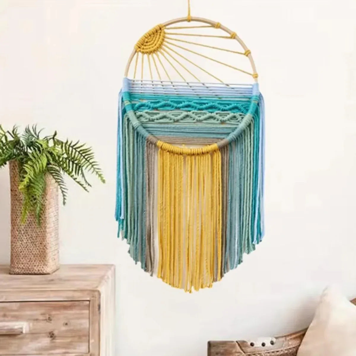 Sunrise Hand Woven Tapestry Decoration Warm Tones Wall Hanging for Living Room