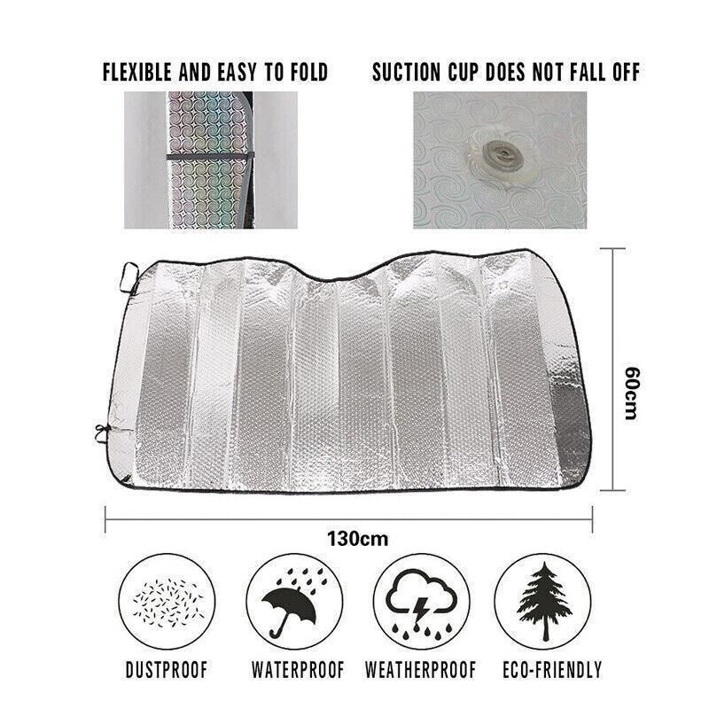 Car Windscreen Sun Shade Heat Reflective Windshield Front Rear Window Uv Block - 130*60