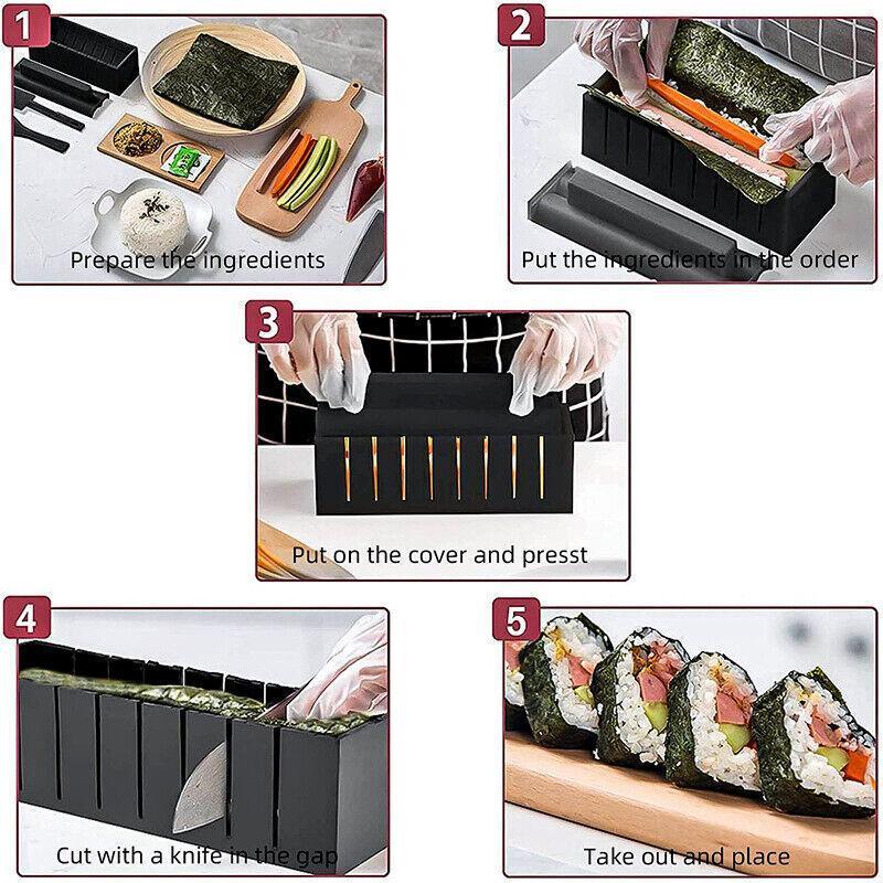 13Pcs Diy Sushi Maker Making Kit Rice Roller Mold Set For Beginners Kitchen Tool