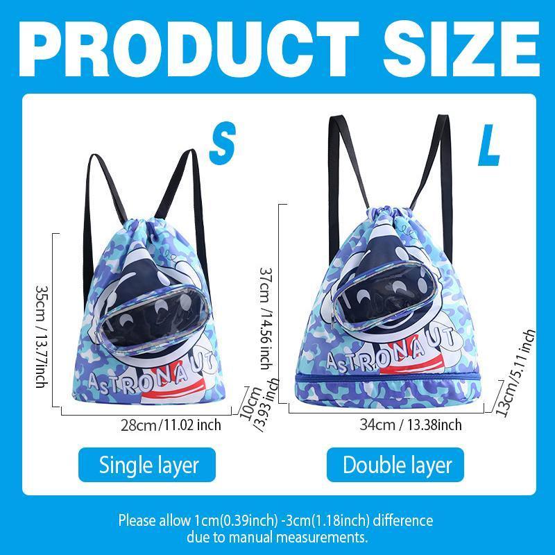 Waterproof Swim Backpack Durable Storage Bag Beach Pool Outdoor Travel - Blue-Large (Double layer)