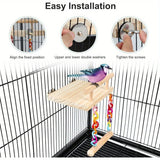 Bird Swing Parrot Cage Toy Wooden Swing with Beads and Bells Hanging Play - Bead Swing with Bells - Close-Up Angle