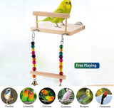 Bird Swing Parrot Cage Toy Wooden Swing with Beads and Bells Hanging Play - Bead Swing with Bells - Extra Image