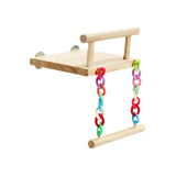 Bird Swing Parrot Cage Toy Wooden Swing with Beads and Bells Hanging Play - Chain Swing