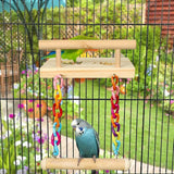 Bird Swing Parrot Cage Toy Wooden Swing with Beads and Bells Hanging Play - Chain Swing - Extra Image
