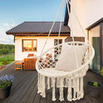 Beige Hanging Chair with Tassels and Two Rings - 1 Piece