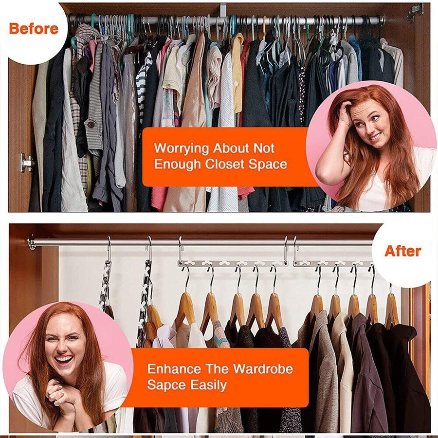 Clothes Hanger Space Saving Hook Folding Wardrobe Multipurpose Rack Coat Pants - 12PCS