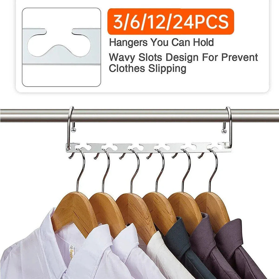 Clothes Hanger Space Saving Hook Folding Wardrobe Multipurpose Rack Coat Pants - 12PCS